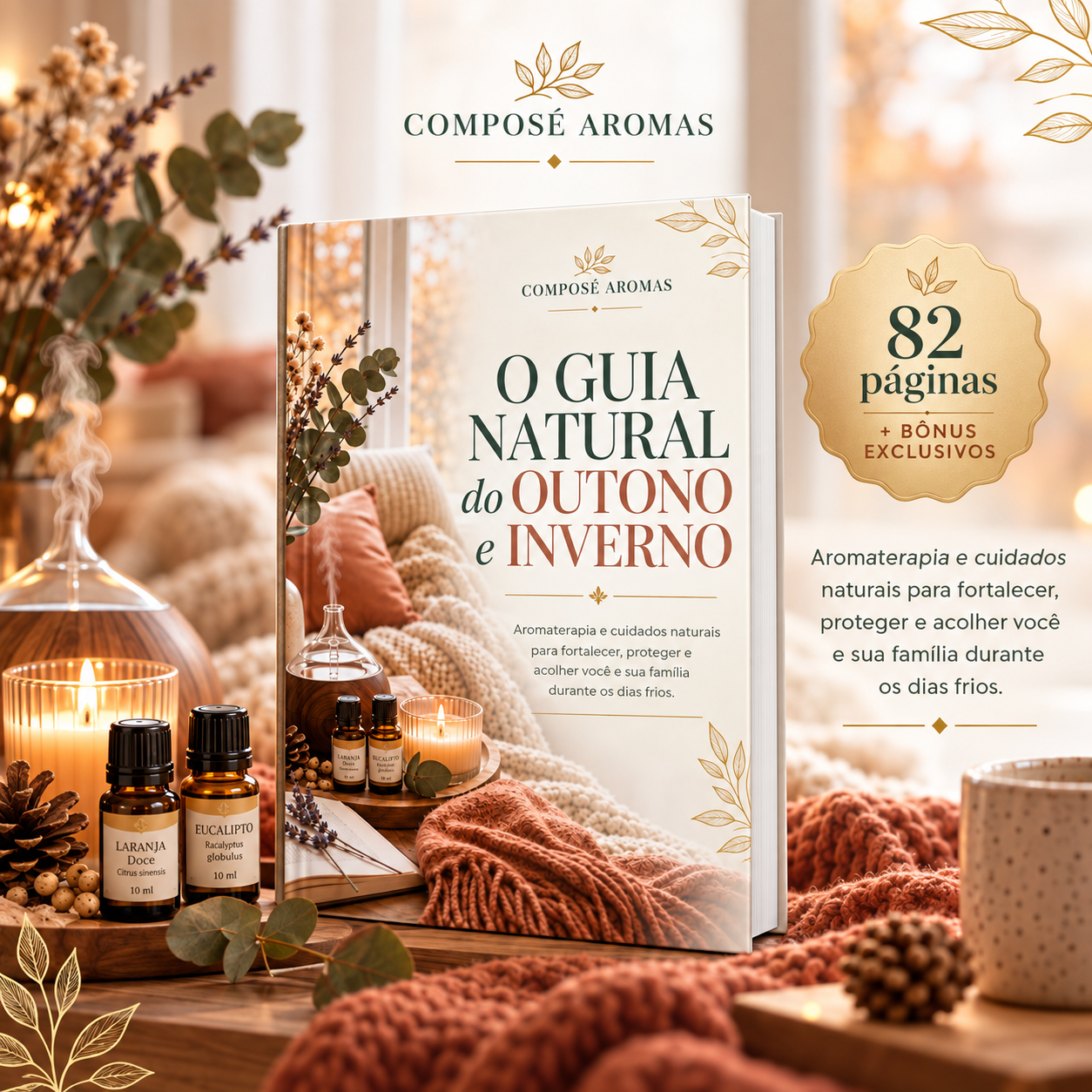Capa oficial do e-book O Guia Natural do Outono e Inverno, da Composé Aromas.